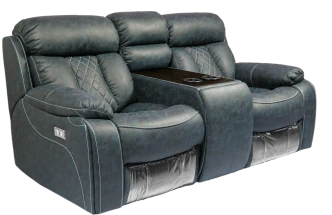 Диван прямой Азалия, электрореклайнер, двухместный, Стайл 22 / Эбен /  Контрастная отстрочка