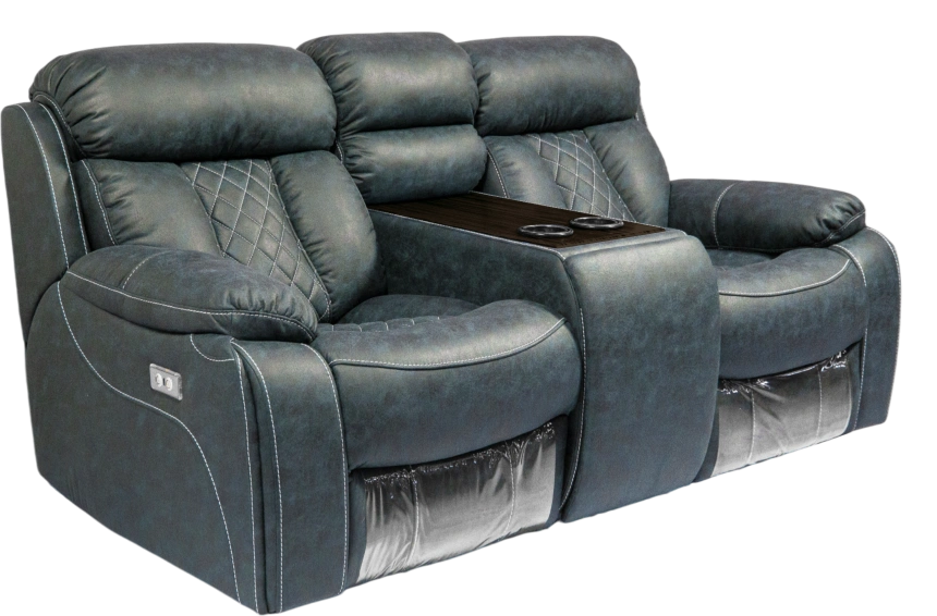 Диван прямой Азалия, электрореклайнер, двухместный, Стайл 22 / Эбен /  Контрастная отстрочка