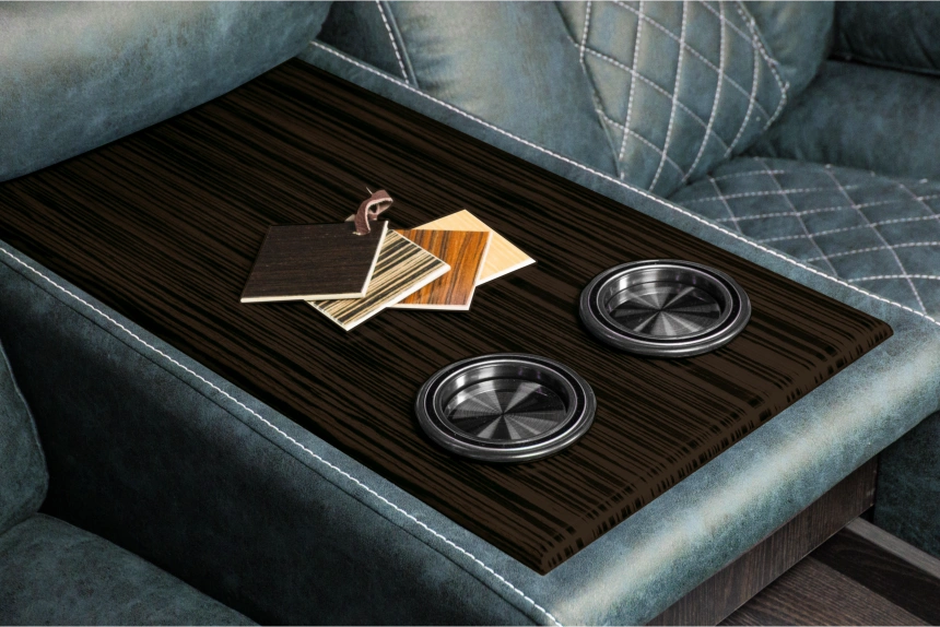 Диван прямой Азалия, электрореклайнер, двухместный, Стайл 22 / Эбен /  Контрастная отстрочка