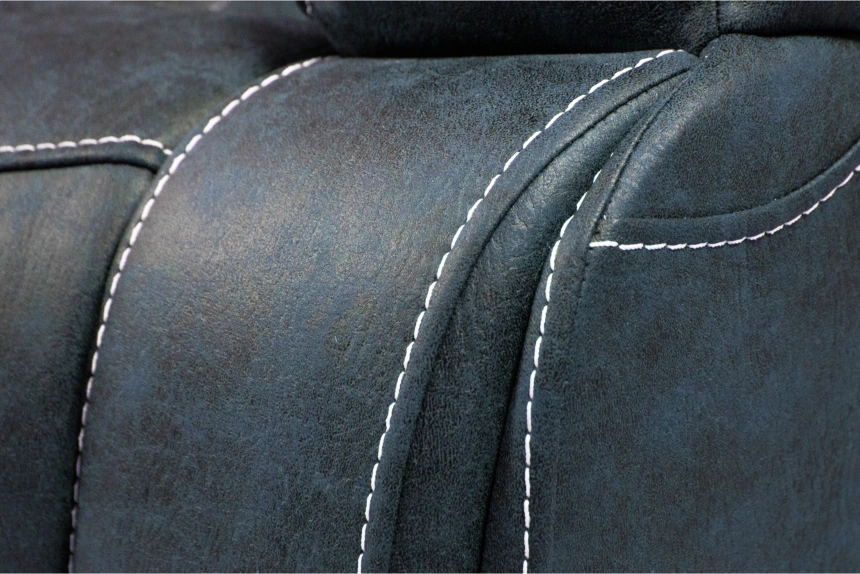 Диван прямой Азалия, электрореклайнер, двухместный, Стайл 22 / Эбен /  Контрастная отстрочка