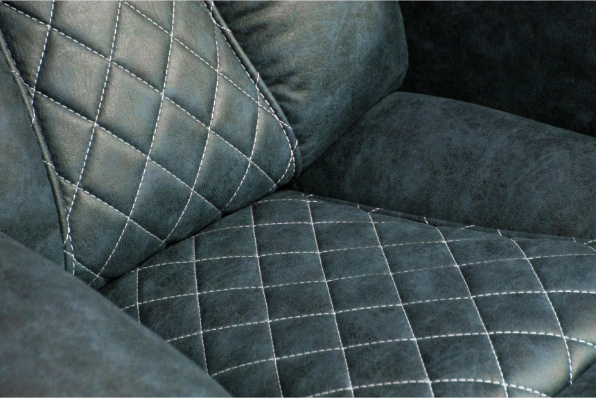 Диван прямой Азалия, электрореклайнер, двухместный, Стайл 22 / Эбен /  Контрастная отстрочка