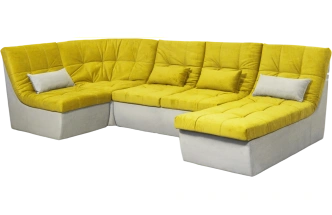 Диван угловой София 2, ткань Catania lemon, Catania smoke, с задней тканью  