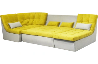 Диван угловой София 2, ткань Catania lemon, Catania smoke, с задней тканью  