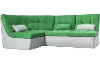 Диван угловой София 2 с кресельной частью, Catania mint, Catania smoke, с задней тканью 