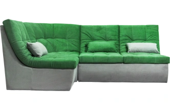 Диван угловой София 2 с кресельной частью, Catania mint, Catania smoke, с задней тканью 