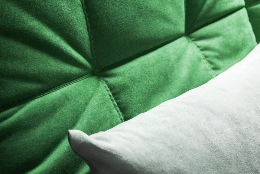 Диван угловой София 2 с кресельной частью, Catania mint, Catania smoke, с задней тканью 