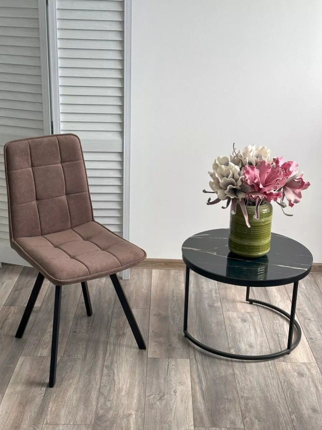 Стул Смарт, мягкий, B29 кофе, велюр, черный каркас