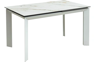 Кухонный стол раздвижной Cremona 160, KL-188 Контрастный мрамор, белый каркас