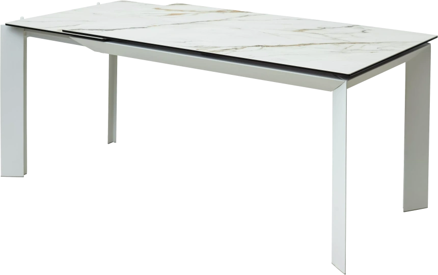 Кухонный стол раздвижной Cremona 160, KL-188 Контрастный мрамор, белый каркас