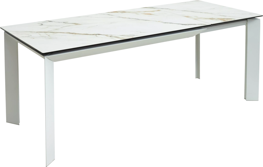 Кухонный стол раздвижной Cremona 160, KL-188 Контрастный мрамор, белый каркас