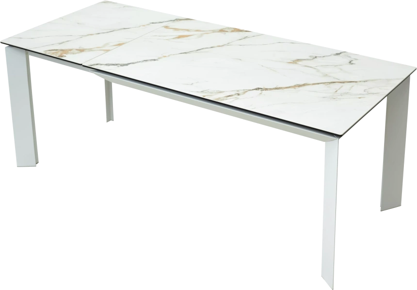 Кухонный стол раздвижной Cremona 160, KL-188 Контрастный мрамор, белый каркас