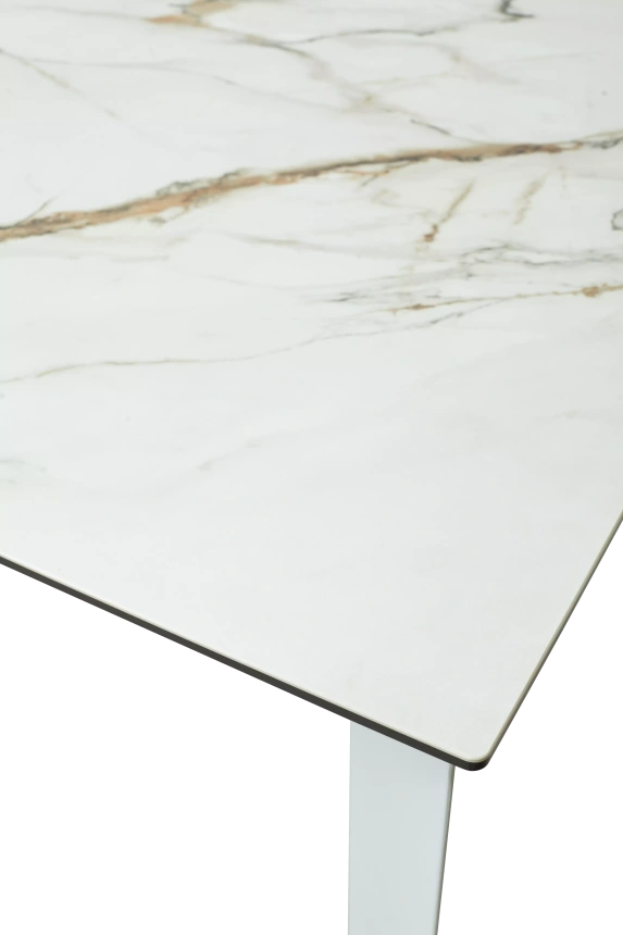 Кухонный стол раздвижной Cremona 160, KL-188 Контрастный мрамор, белый каркас