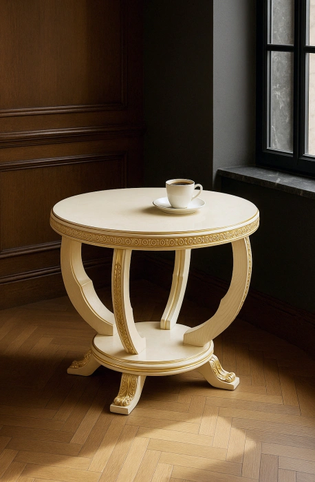 Журнальный стол Луис, 70x52, слоновая кость / золото