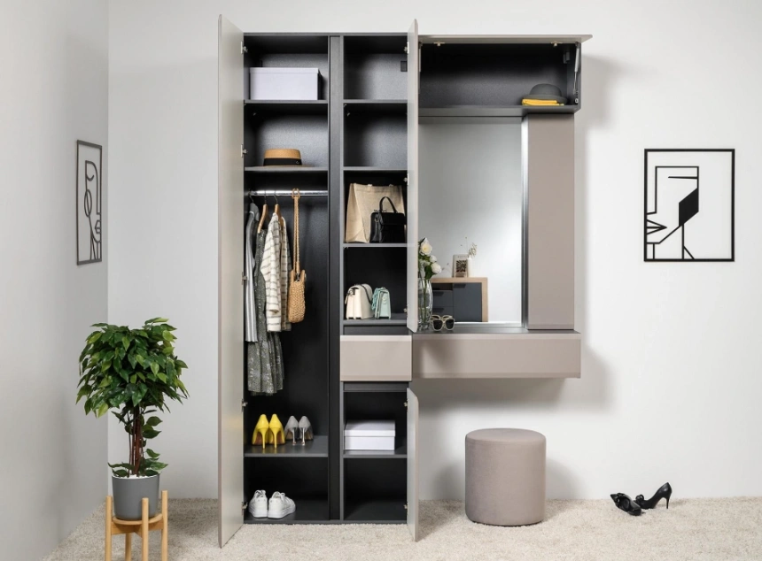 Шкаф навесной Сейдиль 16.314.02, антрацит / веллюто капучино