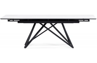 Обеденный раздвижной стол Вилсон, 160(220)х89, керамика, белый мрамор / черный