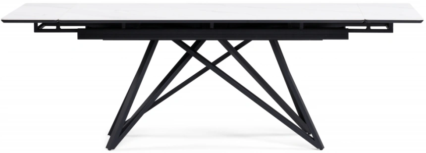 Обеденный раздвижной стол Вилсон, 160(220)х89, керамика, белый мрамор / черный