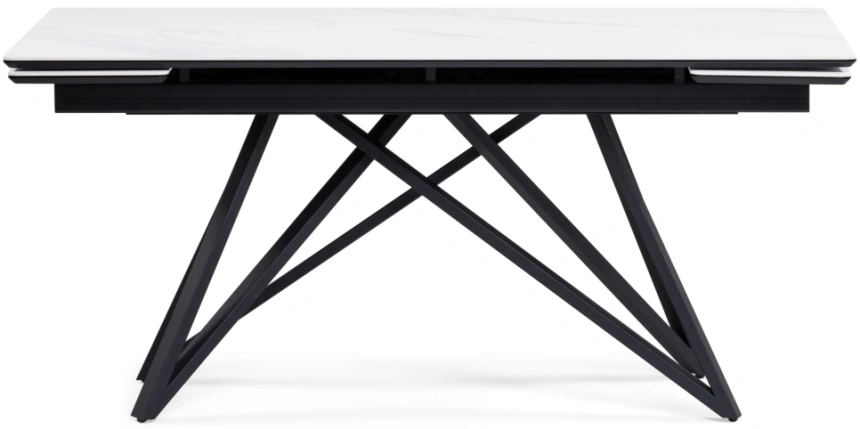 Обеденный раздвижной стол Вилсон, 160(220)х89, керамика, белый мрамор / черный
