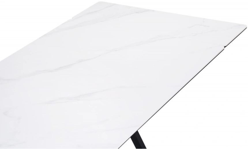 Обеденный раздвижной стол Вилсон, 160(220)х89, керамика, белый мрамор / черный