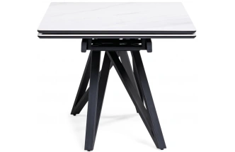 Обеденный раздвижной стол Вилсон, 160(220)х89, керамика, белый мрамор / черный