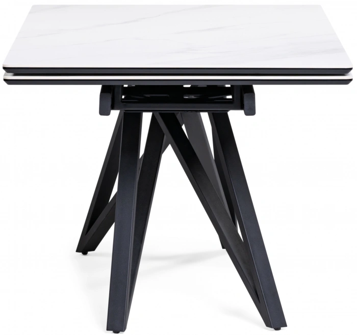 Обеденный раздвижной стол Вилсон, 160(220)х89, керамика, белый мрамор / черный