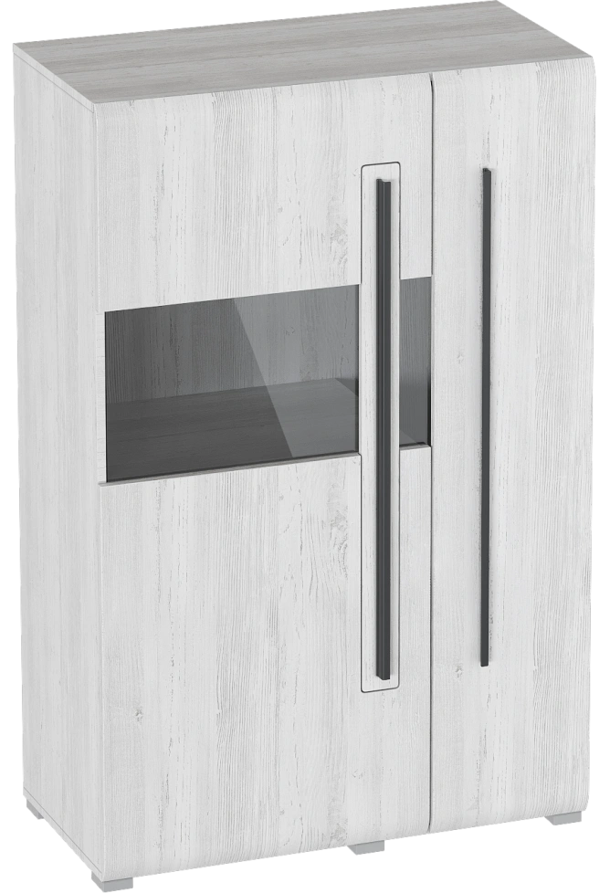 Шкаф-витрина двухдверный Ницца, с полками, дуб винтерберг