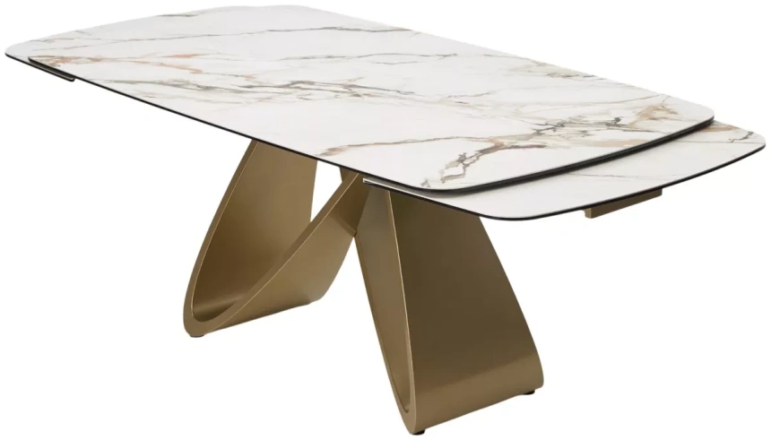 Обеденный раздвижной стол Palacio 180, KL-188, контрастный мрамор матовый, итальянская керамика, шампань