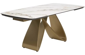 Обеденный раздвижной стол Palacio 180, KL-188, контрастный мрамор матовый, итальянская керамика, шампань