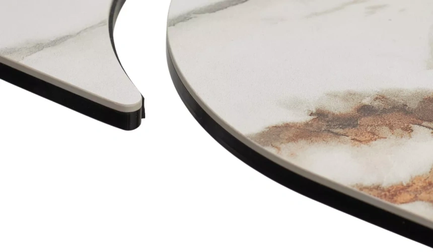 Обеденный раздвижной стол Palacio 180, KL-188, контрастный мрамор матовый, итальянская керамика, шампань