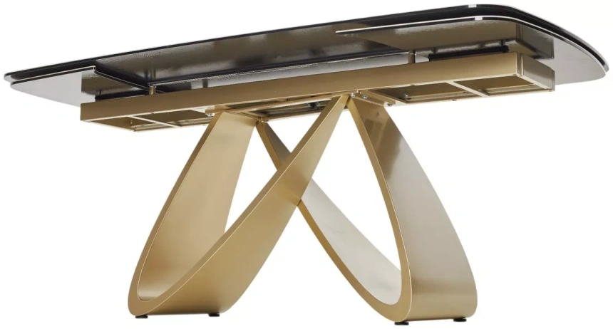 Обеденный раздвижной стол Palacio 180, KL-188, контрастный мрамор матовый, итальянская керамика, шампань