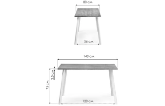 Кухонный стол Тринити Лофт, 140x80, ЛДСП, дуб вотан, каркас черный матовый