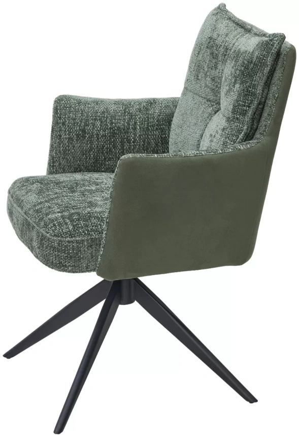 Стул Josef, поворотный, HAGA-74 зеленый, ткань, HJ002-18 pеленый, PU, черный каркас