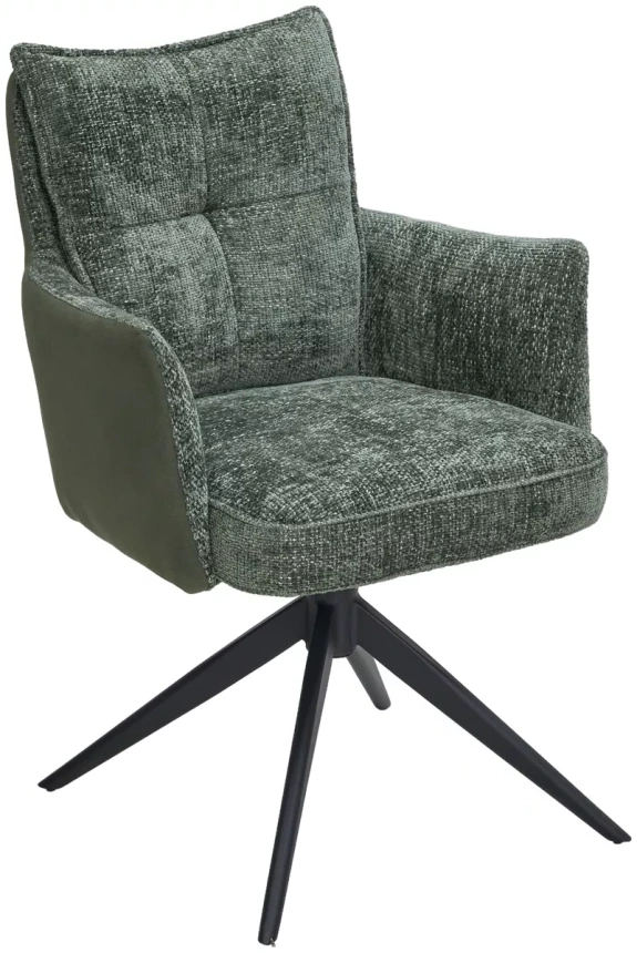 Стул Josef, поворотный, HAGA-74 зеленый, ткань, HJ002-18 pеленый, PU, черный каркас