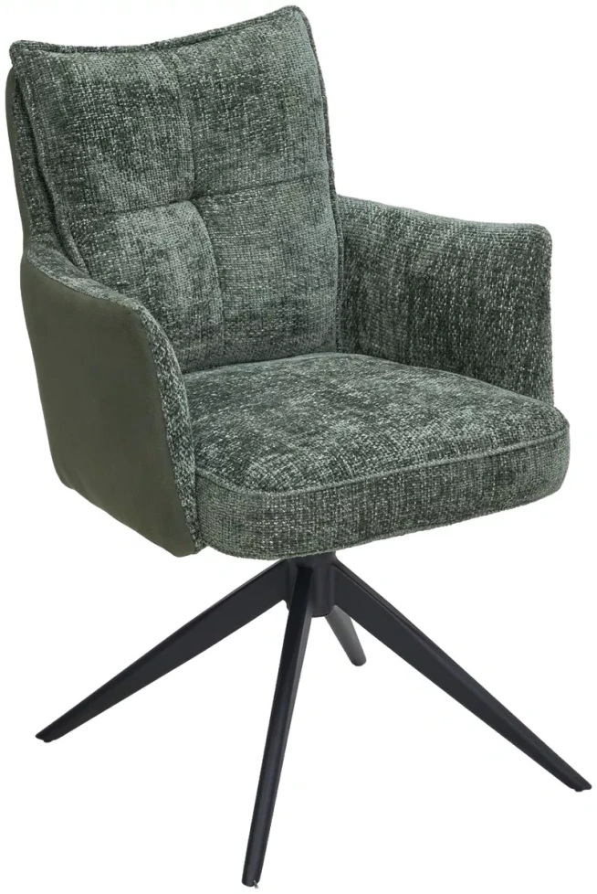 Стул Josef, поворотный, HAGA-74 зеленый, ткань, HJ002-18 pеленый, PU, черный каркас