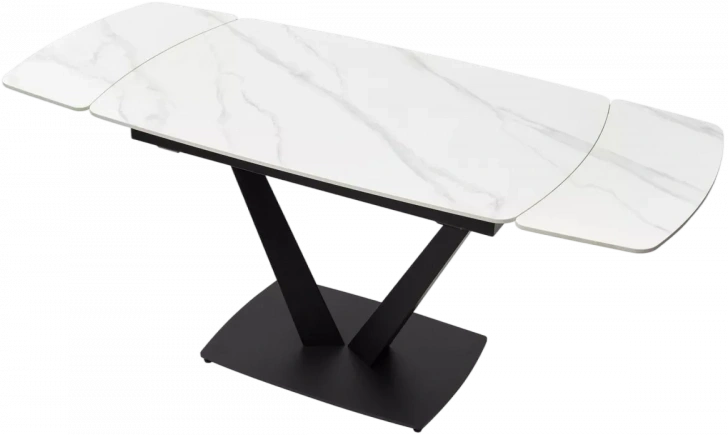 Кухонный стол раздвижной Alatri 120, Matt White Marble Solid Ceramic, Black