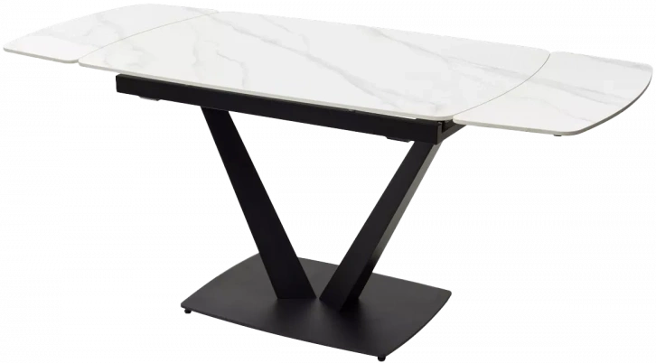 Кухонный стол раздвижной Alatri 120, Matt White Marble Solid Ceramic, Black