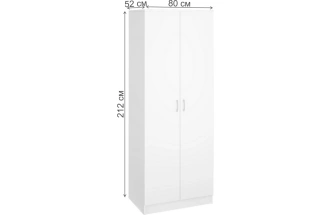 Шкаф двухстворчатый Адайн ШК-20, белое дерево / белое дерево