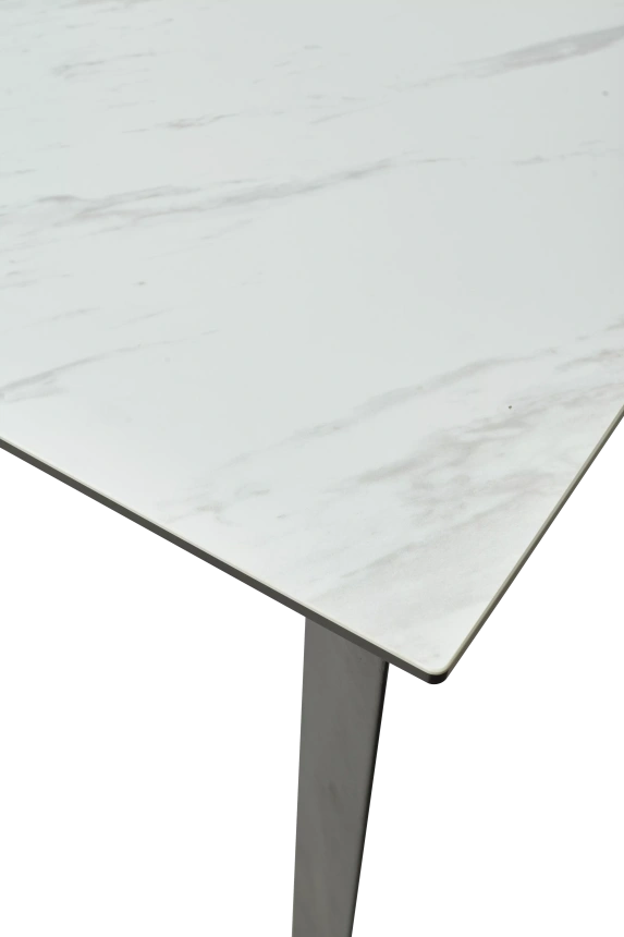 Кухонный стол раздвижной Cremona 160, KL-99 Белый мрамор матовый, итальянская керамика, черный каркас