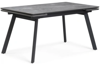 Обеденный раздвижной стол Норман, 140(200)х80, керамика, серый мрамор / черный
