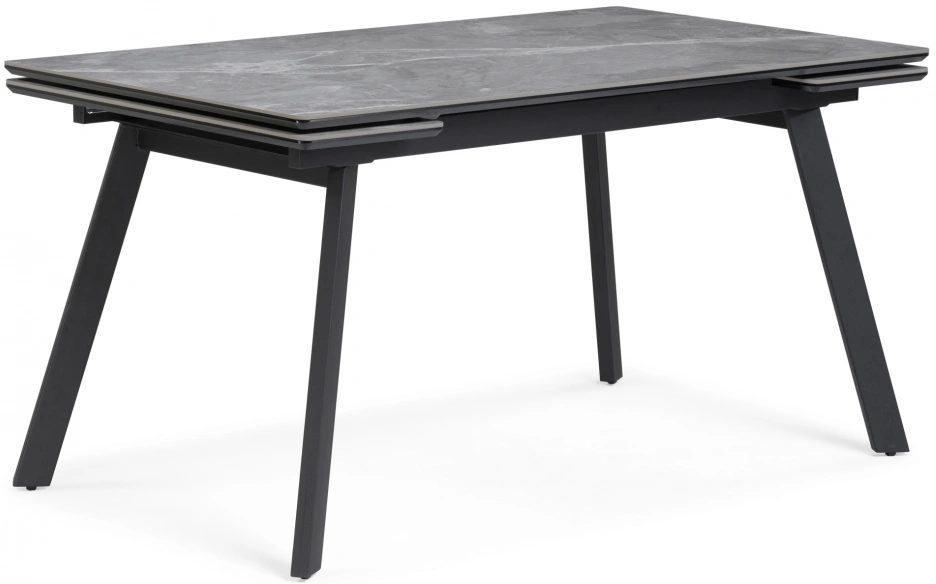 Обеденный раздвижной стол Норман, 140(200)х80, керамика, серый мрамор / черный