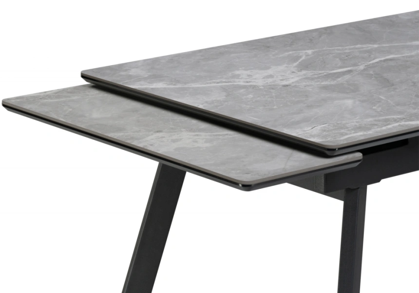 Обеденный раздвижной стол Норман, 140(200)х80, керамика, серый мрамор / черный
