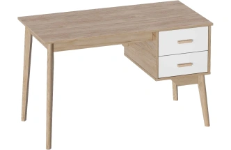 Стол письменный Калгари, с тумбой, дуб светлый / белый матовый
