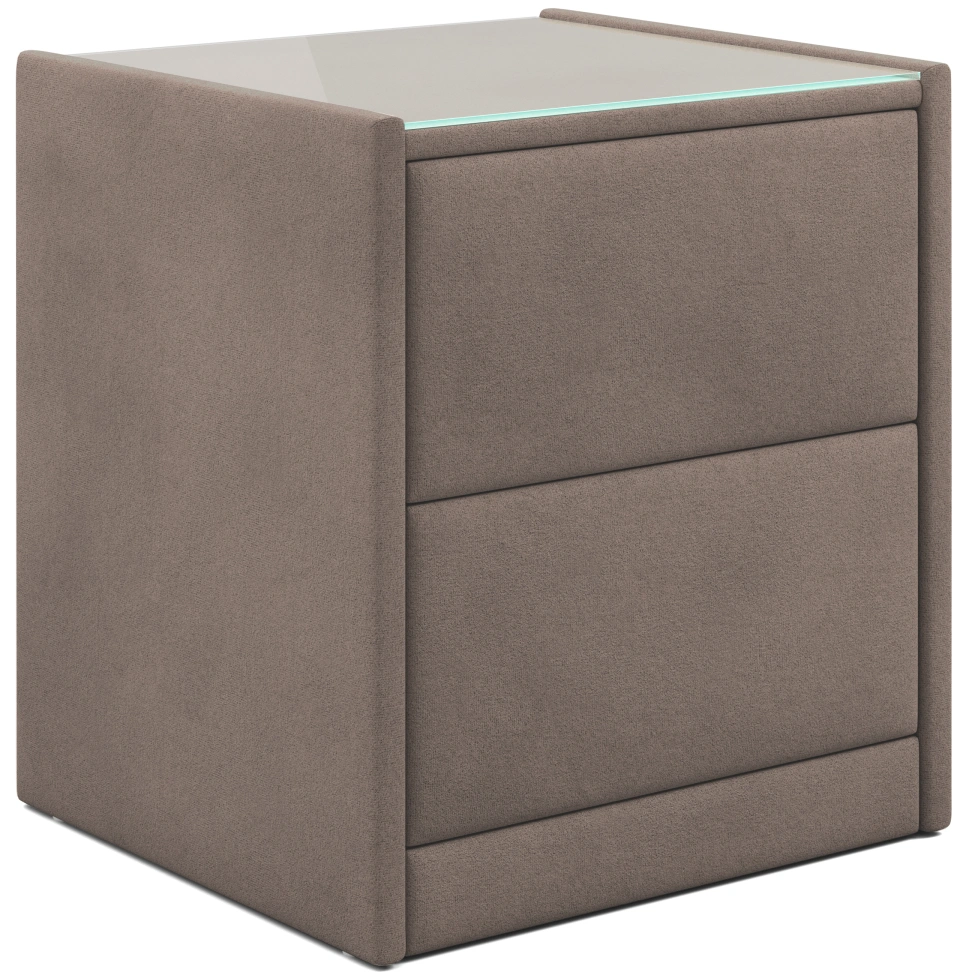 Тумба прикроватная Аризона, мягкая, с ящиками, велюр, мора темно-коричневый