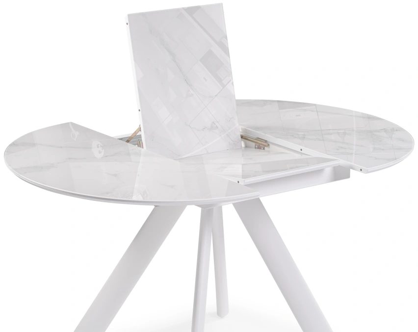 Кухонный стол Галвестон, стекло, белый мрамор / белый