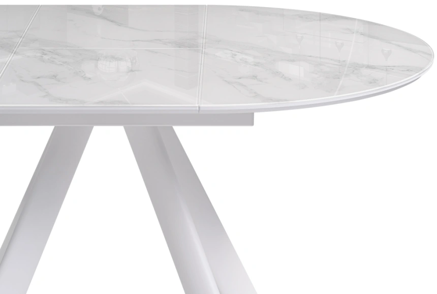 Кухонный стол Галвестон, стекло, белый мрамор / белый