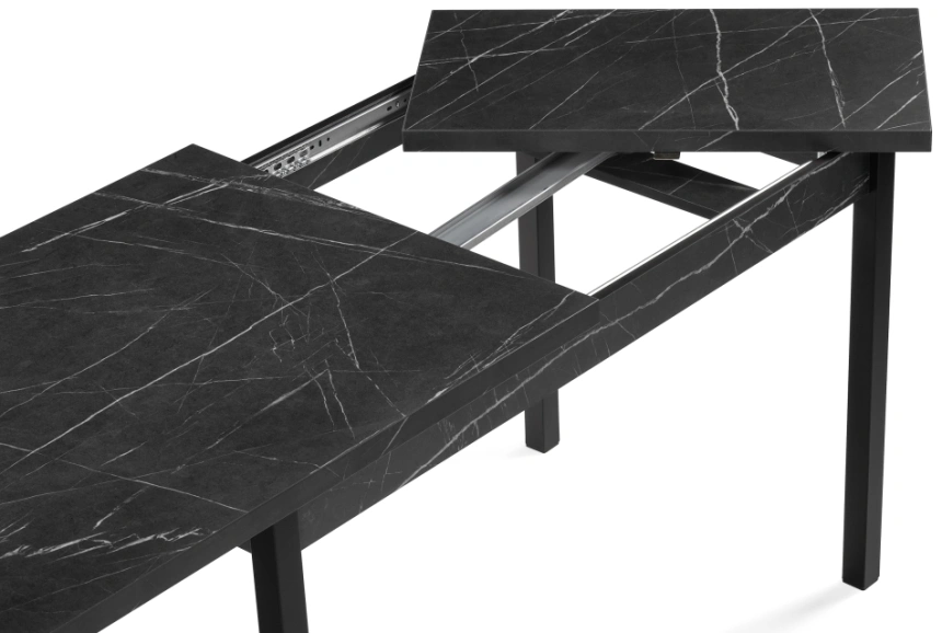 Кухонный обеденный раздвижной стол Центавр, 120(160)х70х76, файерстоун / черный матовый