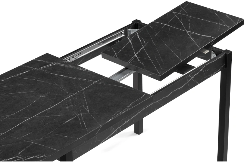 Кухонный обеденный раздвижной стол Центавр, 120(160)х70х76, файерстоун / черный матовый