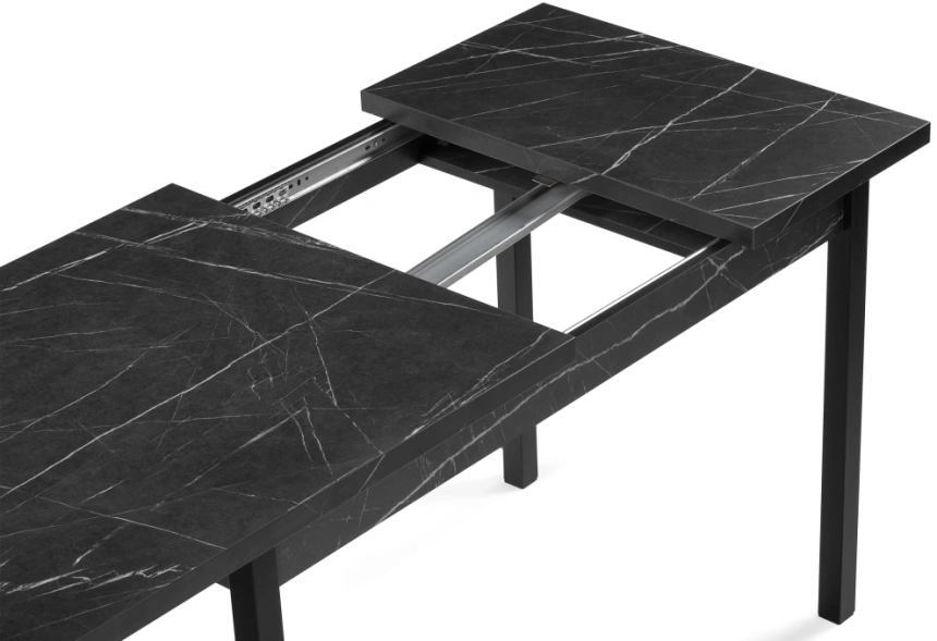 Кухонный обеденный раздвижной стол Центавр, 120(160)х70х76, файерстоун / черный матовый