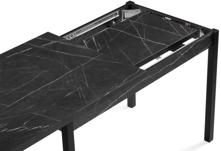 Кухонный обеденный раздвижной стол Центавр, 120(160)х70х76, файерстоун / черный матовый