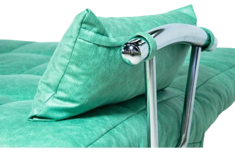 Диван прямой Финка Хром, ткань Плутон 823 (зеленый малахит)