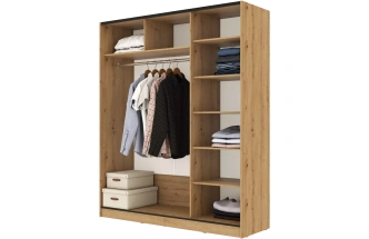 Шкаф-купе двухдверный Марвин-3, 183x220, Дуб дикий / Чёрный глянец / Софт Тач Чёрный